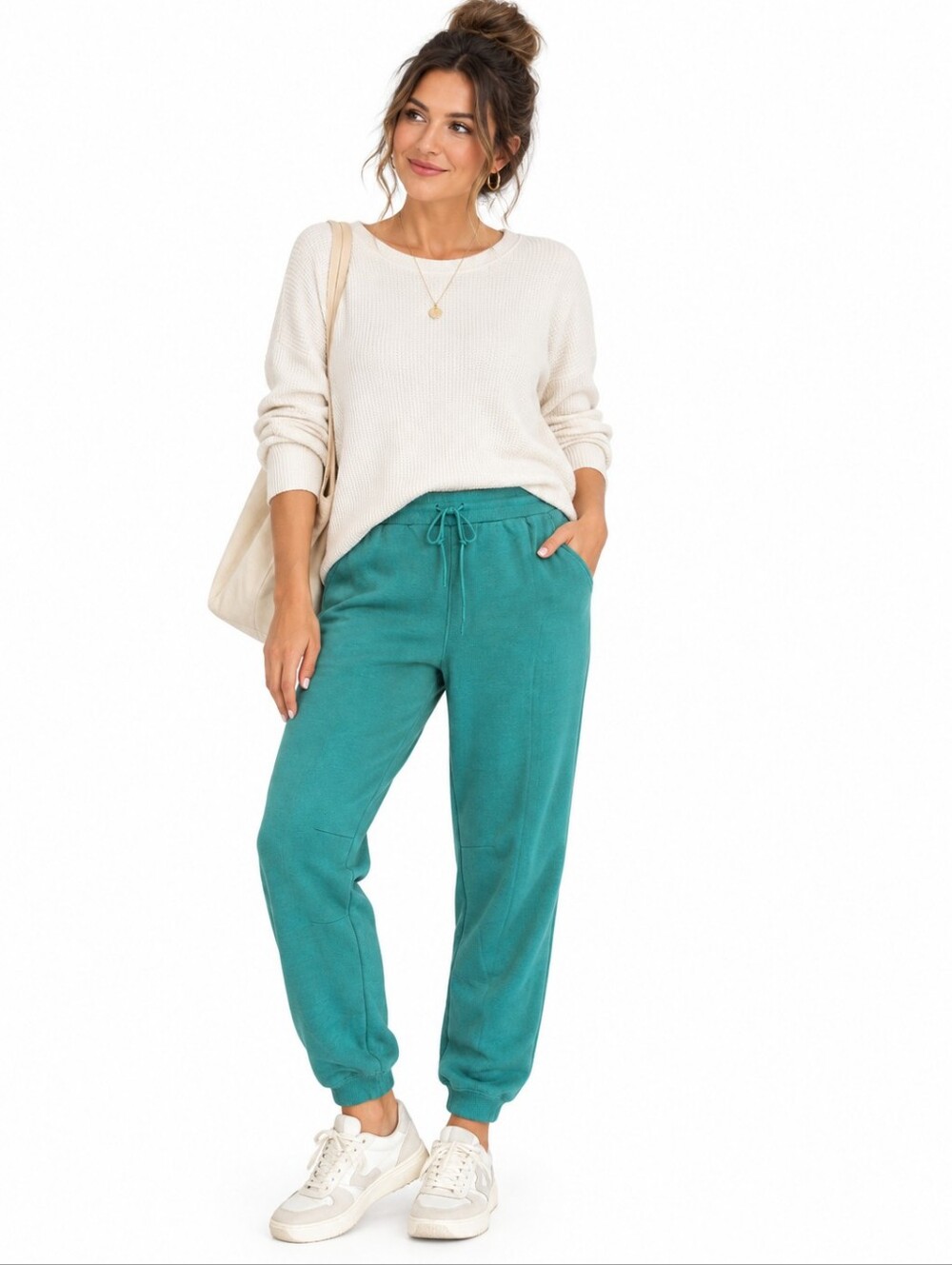 Dip Womens Joggers Pocket Sweatpants Teal Large Loungewear Comfy Casual Cozy